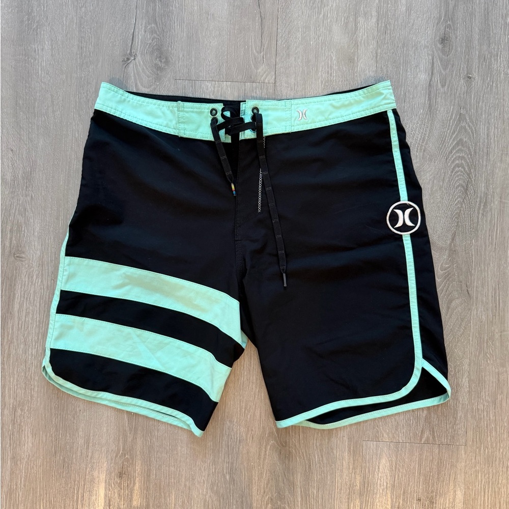 Hurley Black and Mint Swim Shorts